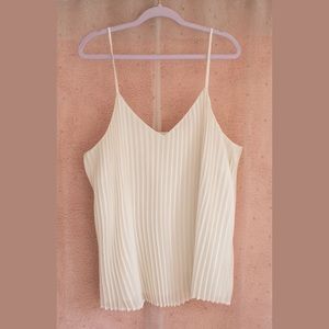 A New Day Ivory Cream Sunburst Pleated Camisole Tank Top
